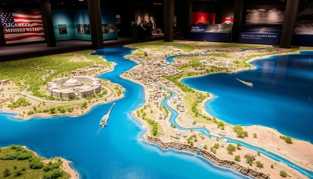 An image of the Mud Island River Park's scale model of the Lower Mississippi River