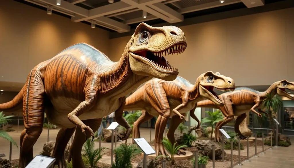 An image of the Museum of Science and Technology's life-size animatronic dinosaurs