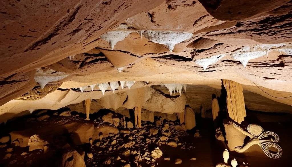 An image of the Naracoorte Caves, showcasing its vast underground chambers and ancient fossils.