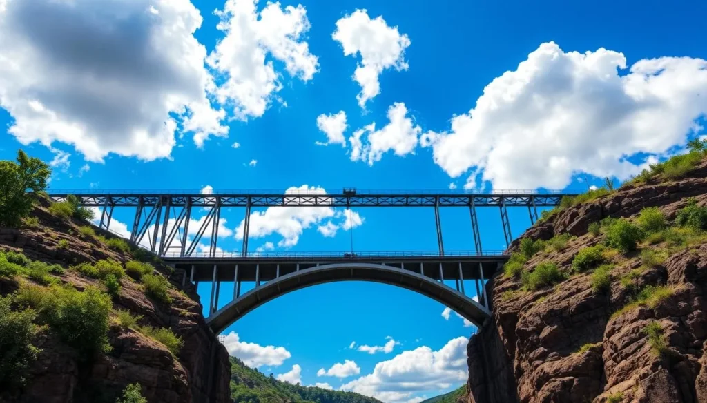 An image of the New River Gorge Bridge on a sunny day with a clear blue sky.