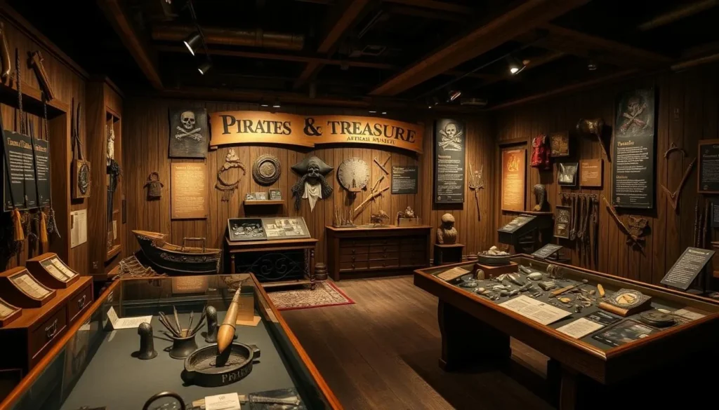 An image of the Pirates Treasure Museum's exhibit featuring authentic pirate artifacts
