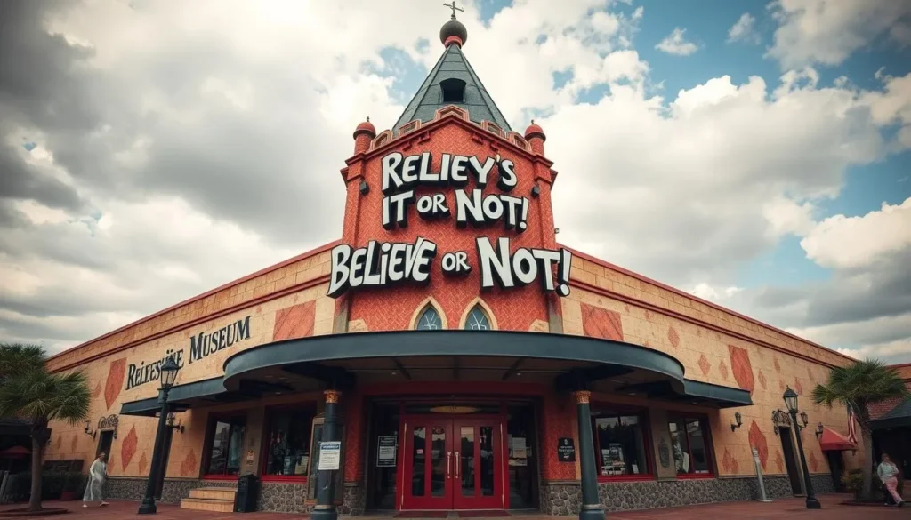 An image of the Ripley's Believe It or Not! Museum in St. Augustine, highlighting its bizarre artifacts and interactive exhibits. An image of the Ripley's Believe It or Not! Museum in St. Augustine, highlighting its bizarre artifacts and interactive exhibits.