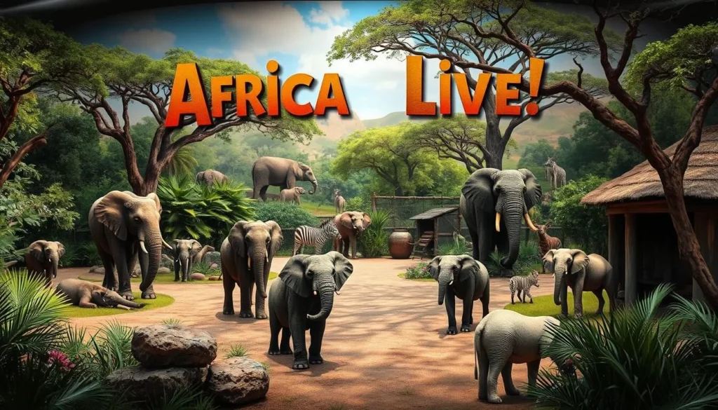 An image of the San Antonio Zoo's Africa Live! exhibit with various African animals
