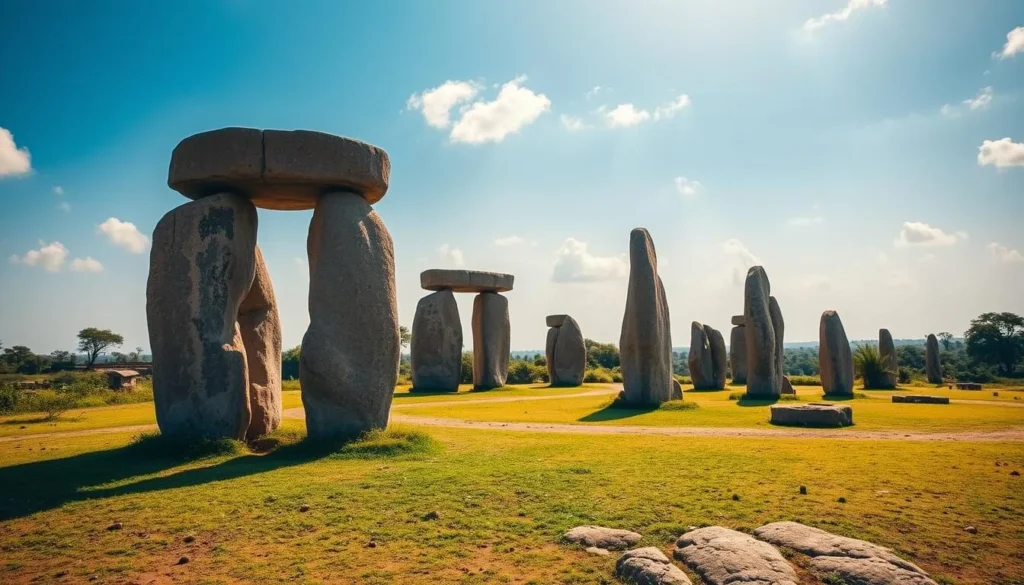 An image of the Wassu Stone Circles, a UNESCO World Heritage Site in Gambia's Central River Region.