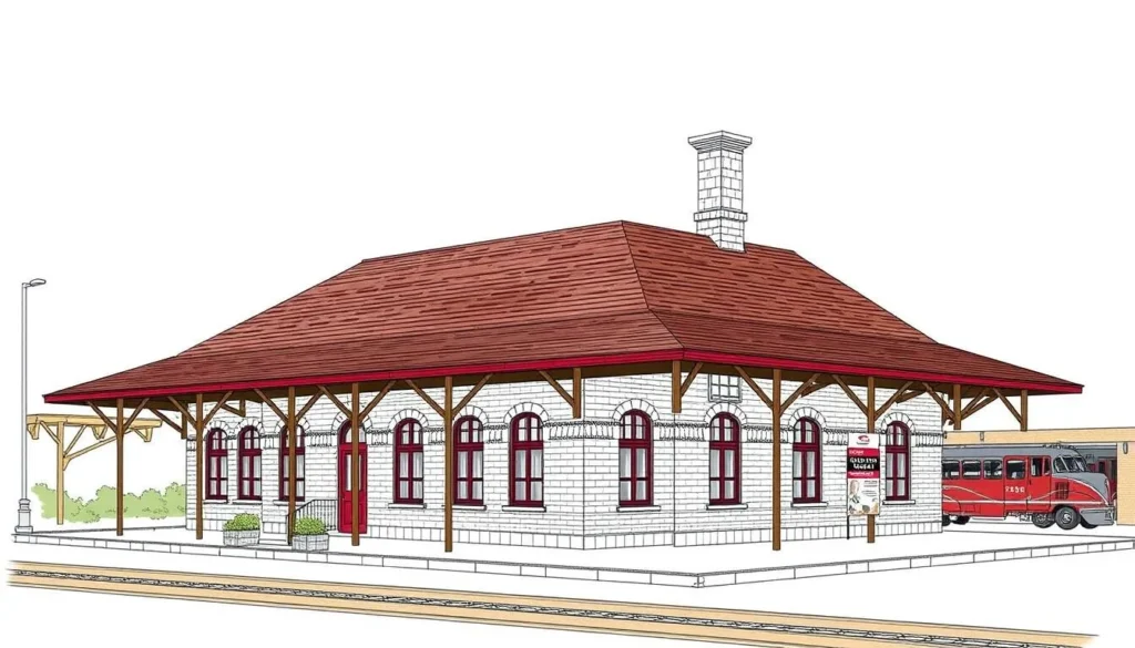 An image of the historic 1908 Plano Station building now housing the Interurban Railway Museum