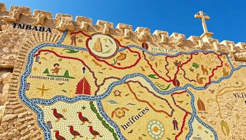 An image of the mosaic map in St. George's Church, Madaba