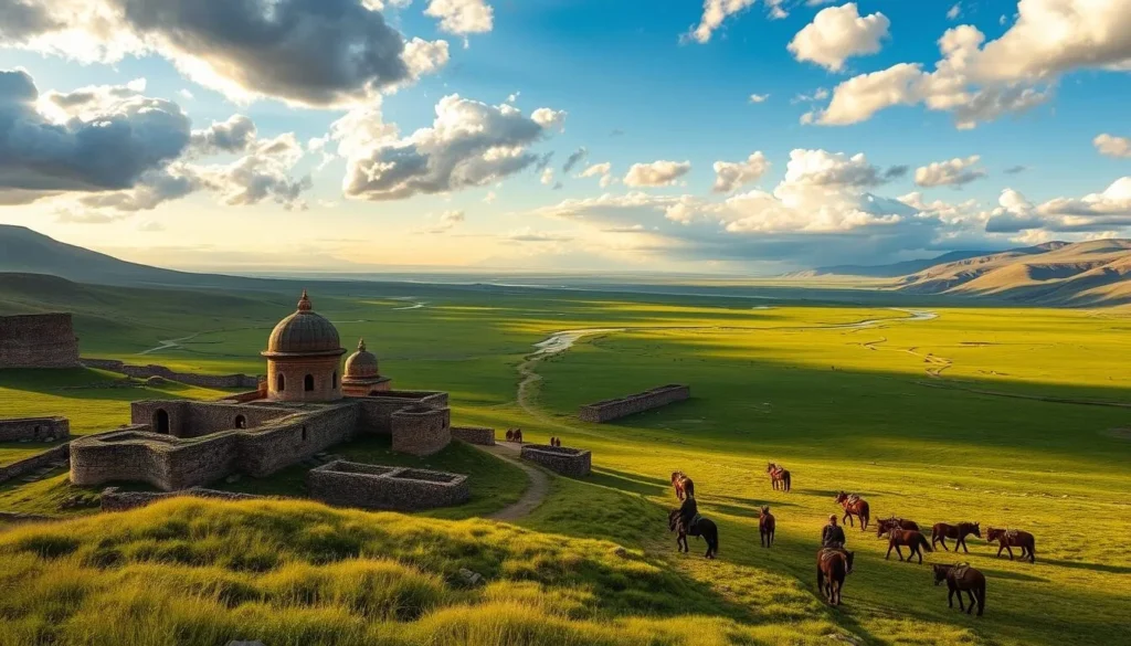 Ancient monastery ruins in the Orkhon Valley Cultural Landscape, historical Mongolia Best Things to Do