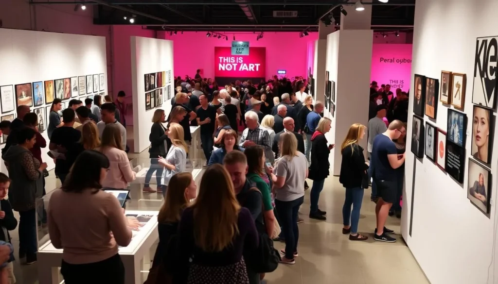 Art installation at This Is Not Art Festival with visitors engaging with exhibits