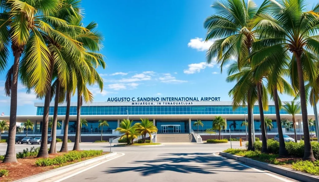 Augusto C. Sandino International Airport entrance in Managua, Nicaragua