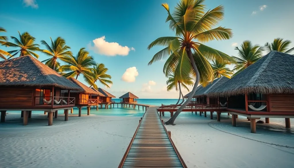Beachfront accommodation in Wallis and Futuna with traditional Polynesian architecture