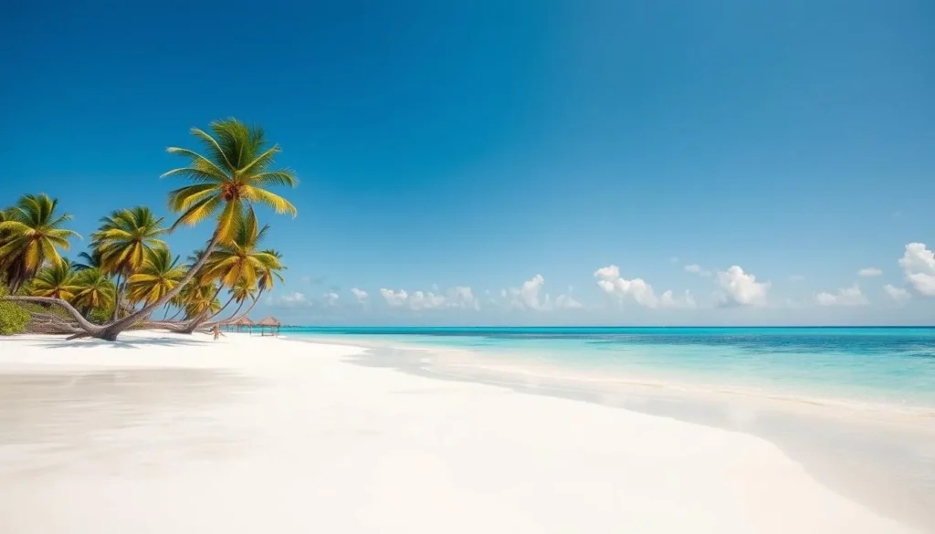 Beautiful sunny beach in Tokelau during the dry season