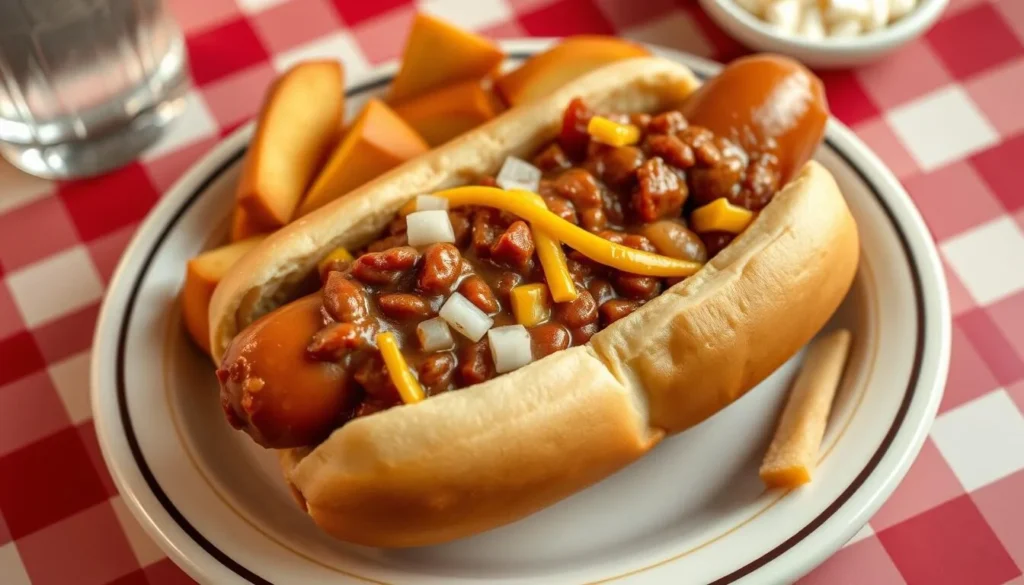 Ben's Chili Bowl iconic half-smoke sausage with chili and sides Ben's Chili Bowl iconic half-smoke sausage with chili and sides