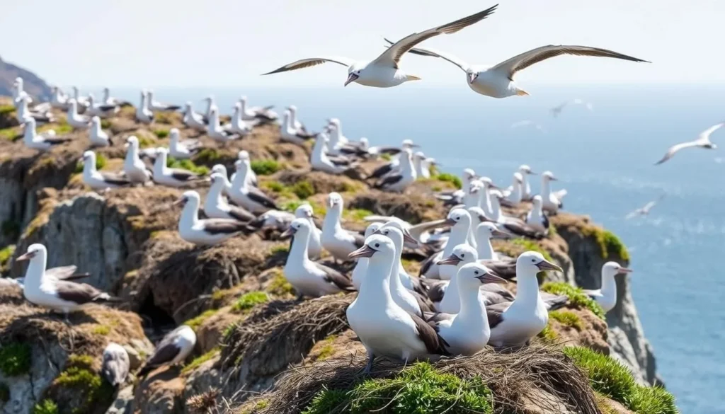 Black-browed albatross colony in the Falkland Islands Black-browed albatross colony in the Falkland Islands