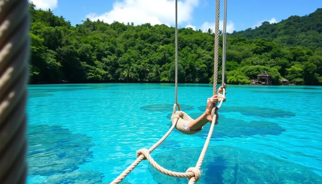 Blue Lagoon Efate with rope swings and clear waters