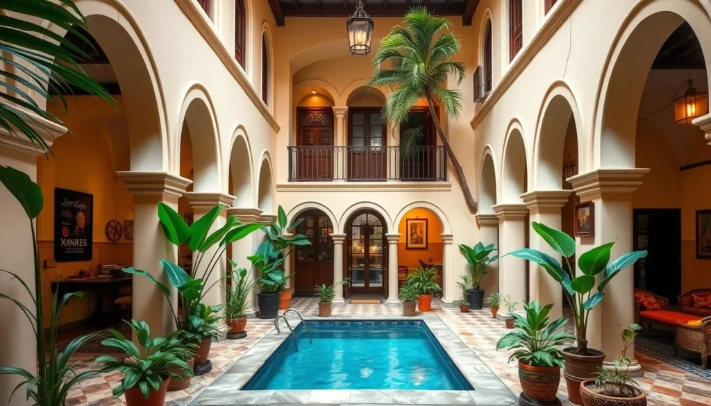 Boutique hotel in Cartagena's Old Town with colonial architecture and interior courtyard Boutique hotel in Cartagena's Old Town with colonial architecture and interior courtyard