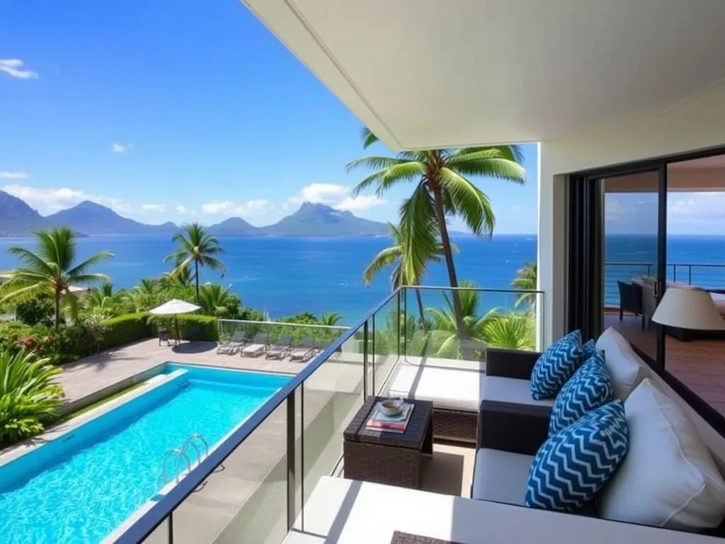 Boutique hotel in Saint-Pierre with view of the southern coast of Reunion Island