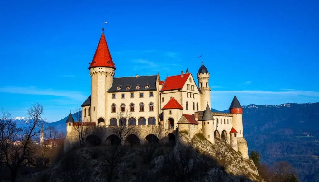 Bran Castle (Dracula's Castle) perched on a hill in Transylvania, Romania Bran Castle (Dracula's Castle) perched on a hill in Transylvania, Romania