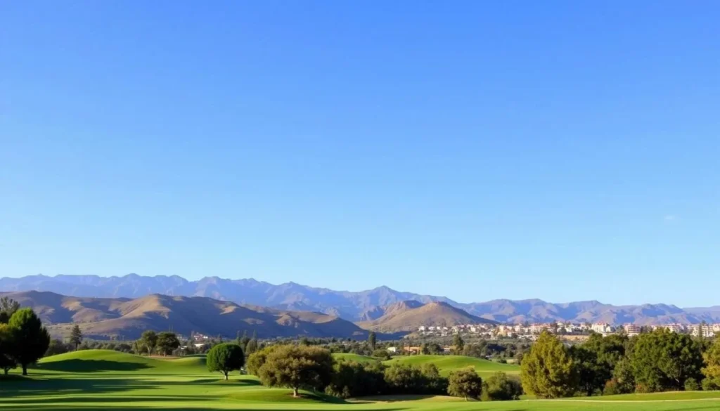 Brookside Golf Course Pasadena with mountains in the background