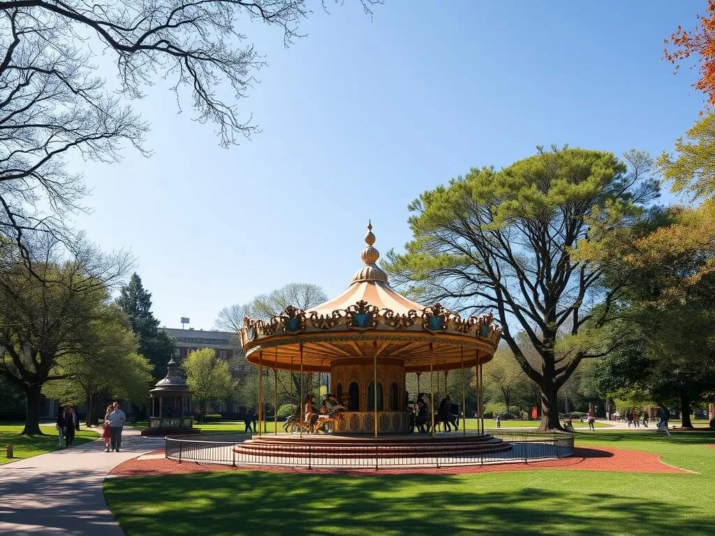 Bushnell Park carousel and grounds in Hartford Connecticut Bushnell Park carousel and grounds in Hartford Connecticut