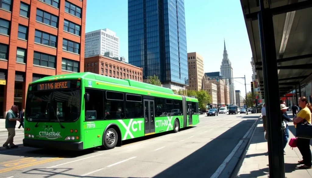 CTfastrak bus in downtown Hartford Connecticut CTfastrak bus in downtown Hartford Connecticut