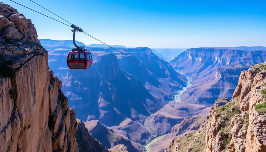 Cable car over Chicamocha Canyon with stunning views of the landscape Cable car over Chicamocha Canyon with stunning views of the landscape