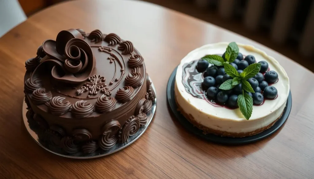 Calea's chocolate cake and blueberry cheesecake