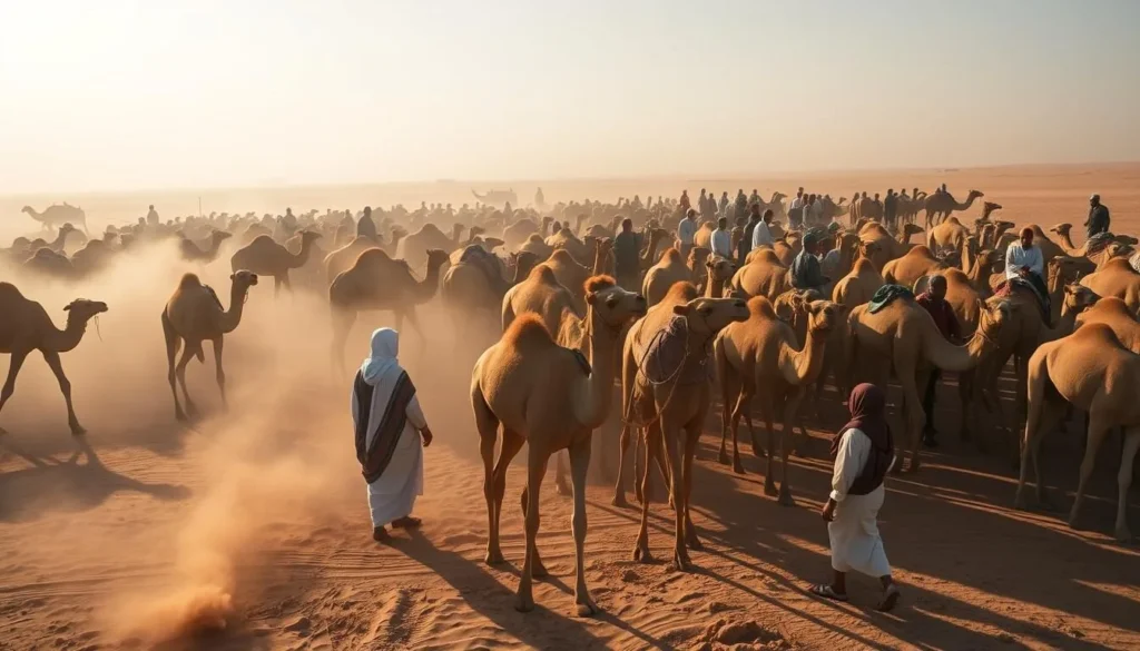 Camels and traders at Nouakchott's famous camel market Camels and traders at Nouakchott's famous camel market