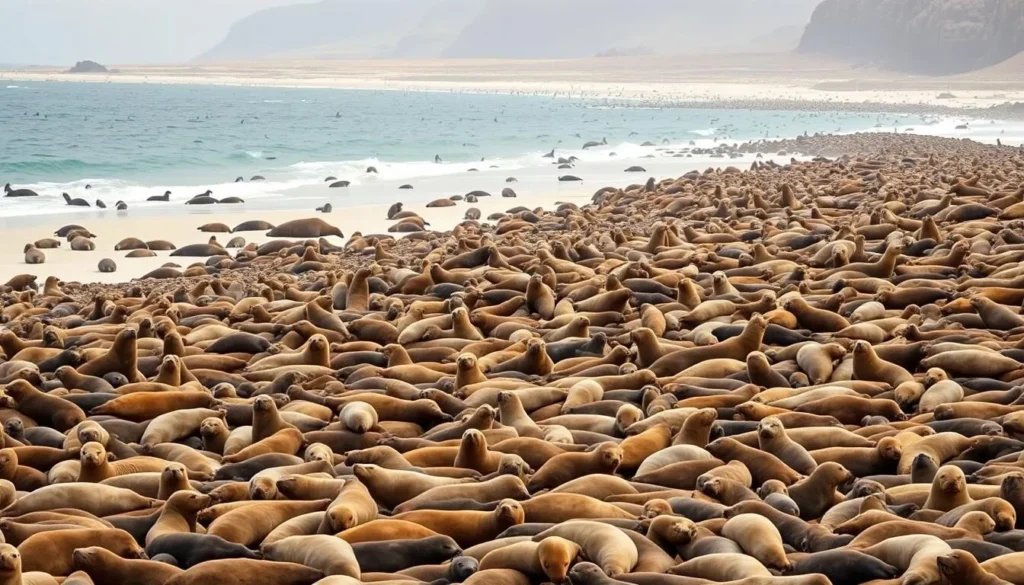 Cape fur seal colony at Cape Cross with thousands of seals on the beach - best things to do in Namibia