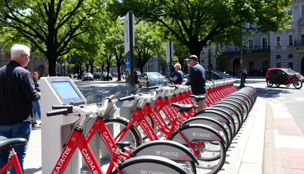 Capital Bikeshare station in Washington DC with bicycles available for rent Capital Bikeshare station in Washington DC with bicycles available for rent