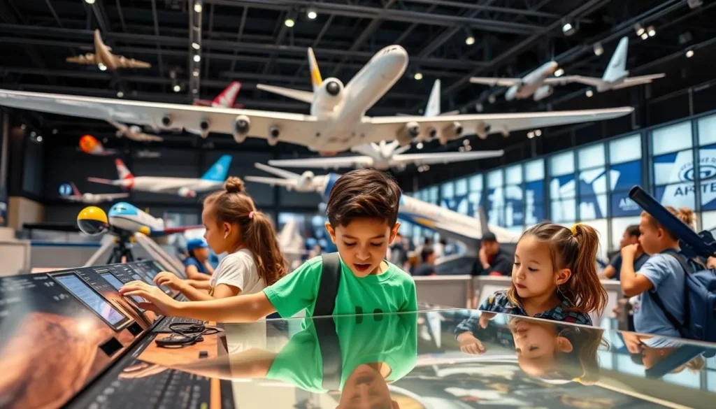 Children enjoying interactive exhibits at the National Air and Space Museum