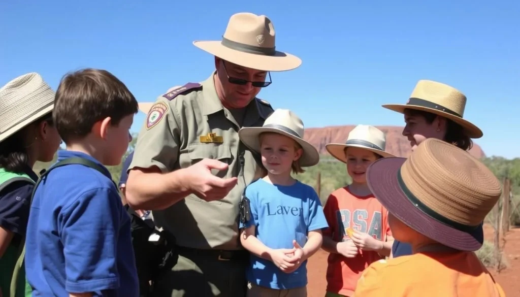 Children participating in a ranger-guided activity at Uluru-Kata Tjuta National Park, Best Things to Do in Yulara, Northern Territory Children participating in a ranger-guided activity at Uluru-Kata Tjuta National Park, Best Things to Do in Yulara, Northern Territory