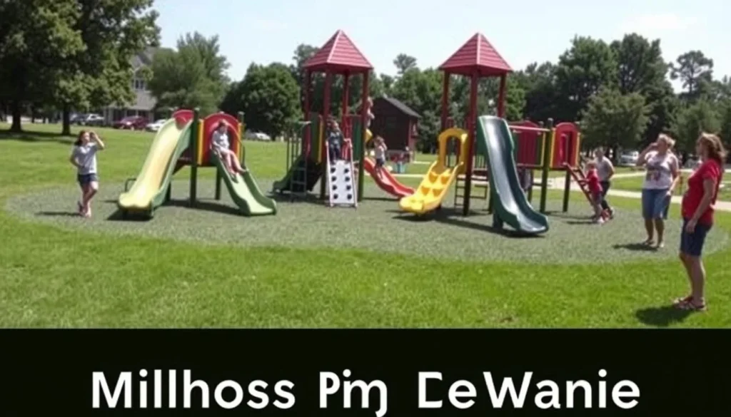 Children playing at a playground in Millsboro park