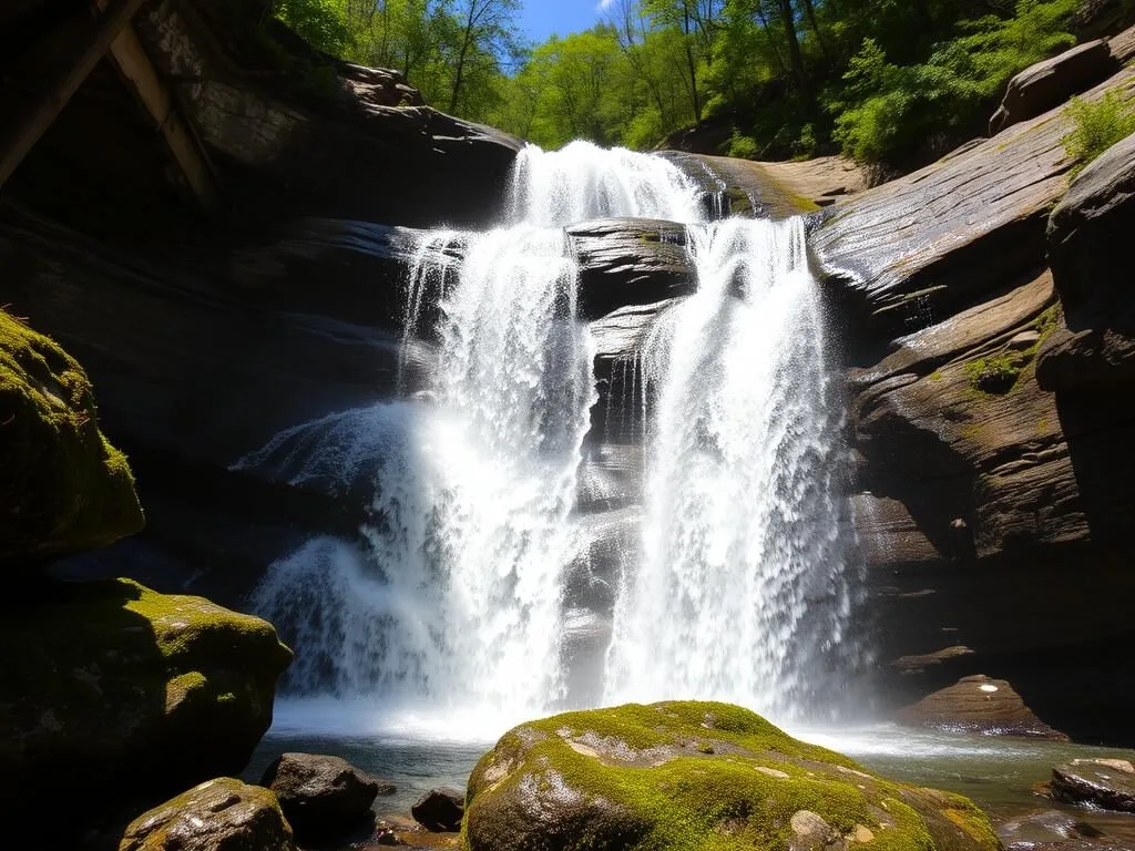 Close-up view of the twin cascades at Anna Ruby Falls in the Chattahoochee-Oconee National Forest