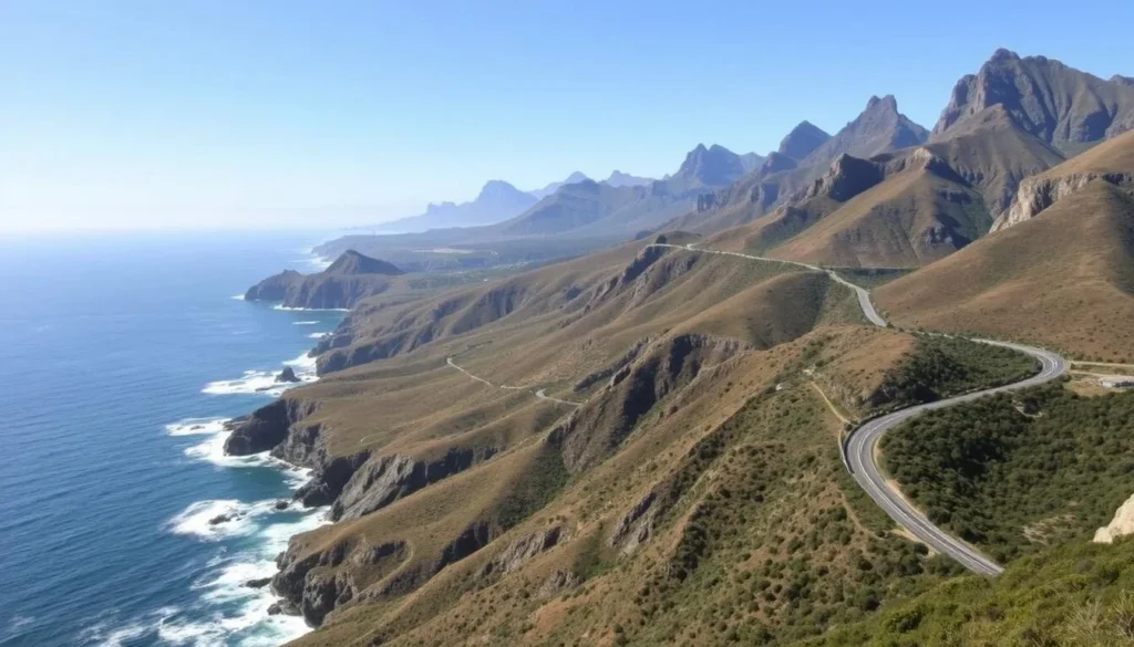 Coastal view of the Garden Route with mountains and ocean, a South Africa best things to do experience Coastal view of the Garden Route with mountains and ocean, a South Africa best things to do experience