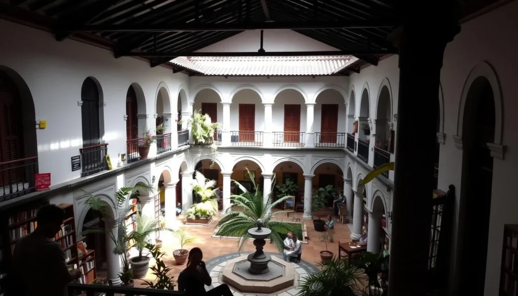 Colonial courtyard of Casa del Libro Total cultural center in Bucaramanga Colonial courtyard of Casa del Libro Total cultural center in Bucaramanga
