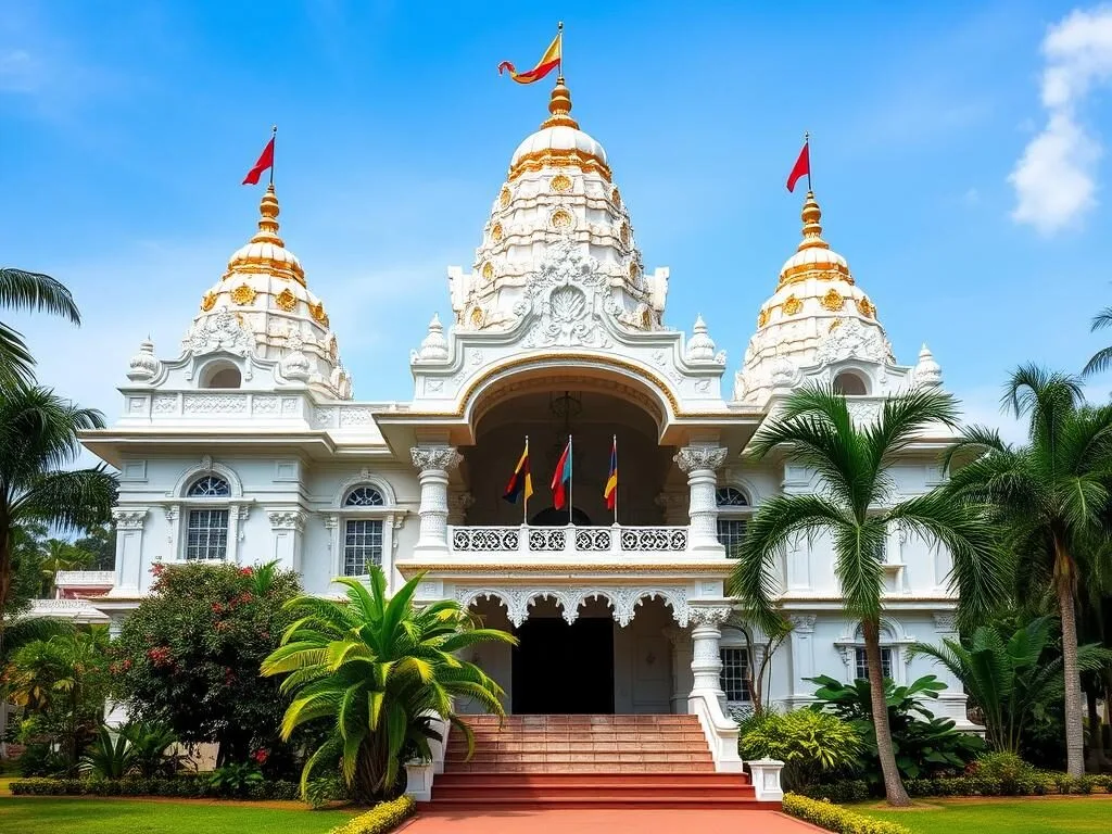 Colorful Hindu temple Arya Dewaker in Paramaribo, Suriname