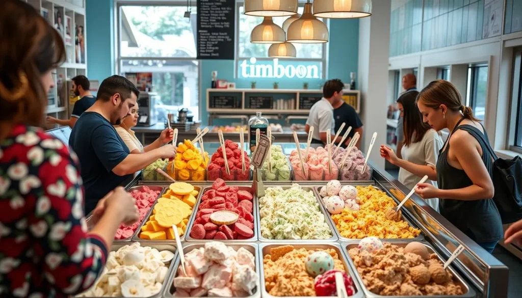 Colorful artisanal ice cream selection at Timboon Ice Creamery