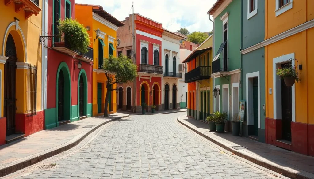 Colorful colonial buildings in San Antonio neighborhood of Cali Colombia Colorful colonial buildings in San Antonio neighborhood of Cali Colombia
