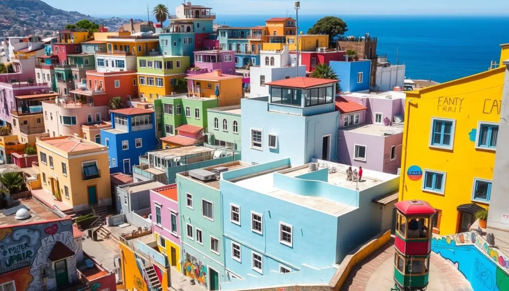 Colorful hillside houses and street art in Valparaíso, one of the best things to do in Chile Colorful hillside houses and street art in Valparaíso, one of the best things to do in Chile