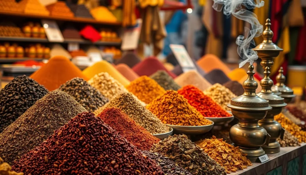 Colorful spices and frankincense at Mutrah Souq in Muscat