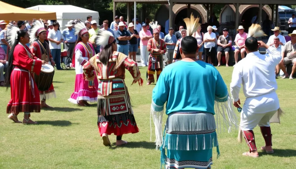 Colorful traditional dancers at the Nanticoke Indian Powwow