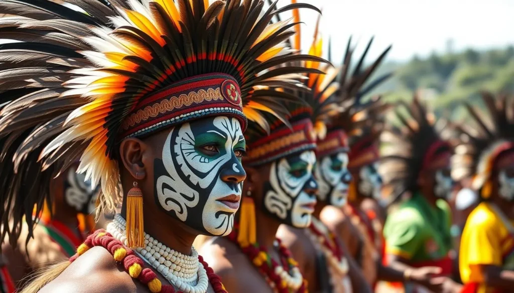 Colorful tribal performers at the Mount Hagen Cultural Show in Papua New Guinea