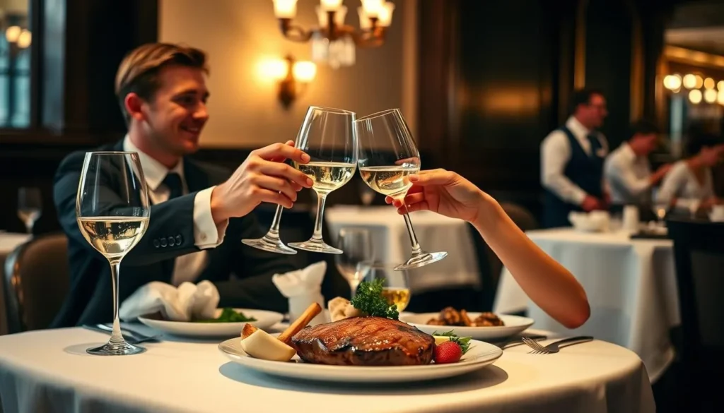 Couple enjoying dinner at upscale Washington DC steakhouse