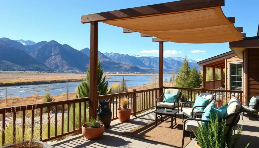 Cozy riverside accommodation in Eagle Idaho with mountain views