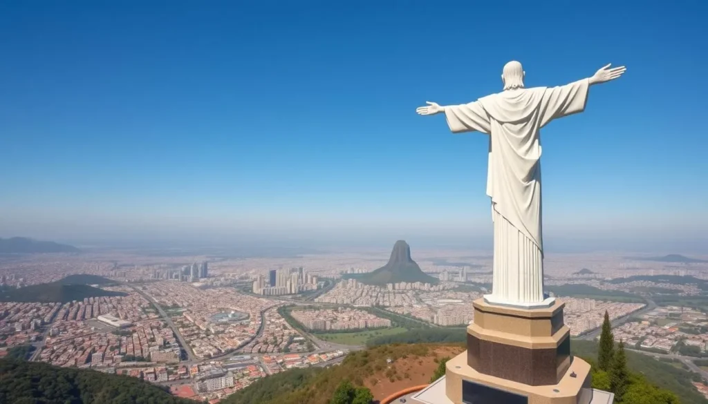 Cristo Rey statue overlooking Cali Colombia with panoramic city view Cristo Rey statue overlooking Cali Colombia with panoramic city view