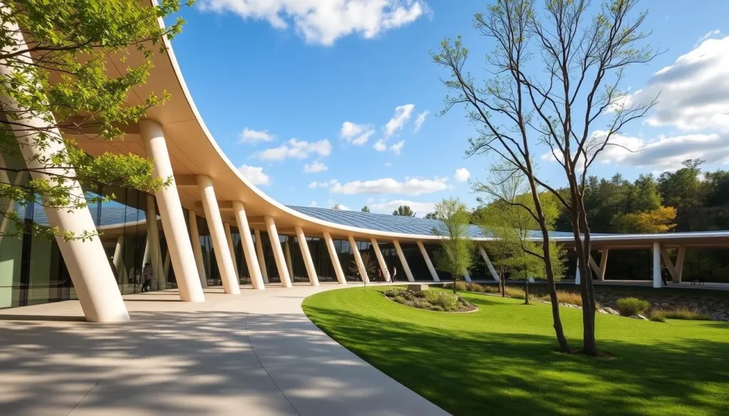 Crystal Bridges Museum of American Art in Bentonville, Arkansas, with its natural surroundings and modern architecture