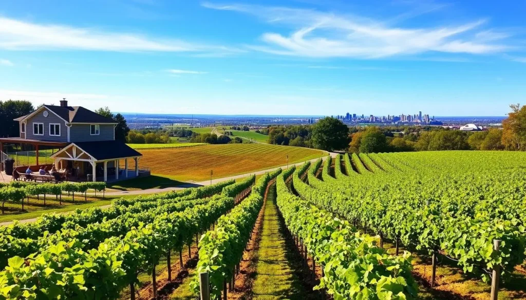 Crystal Ridge Winery in Glastonbury Connecticut with vineyard rows and tasting room
