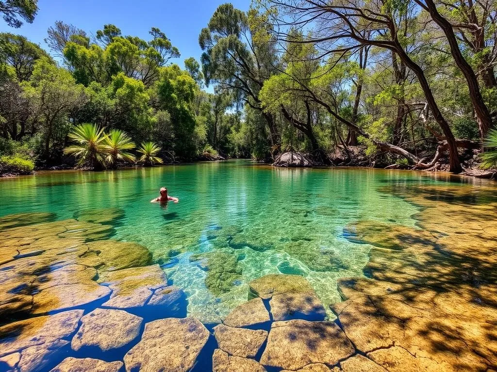 Crystal clear waters at Berry Springs Nature Park swimming area