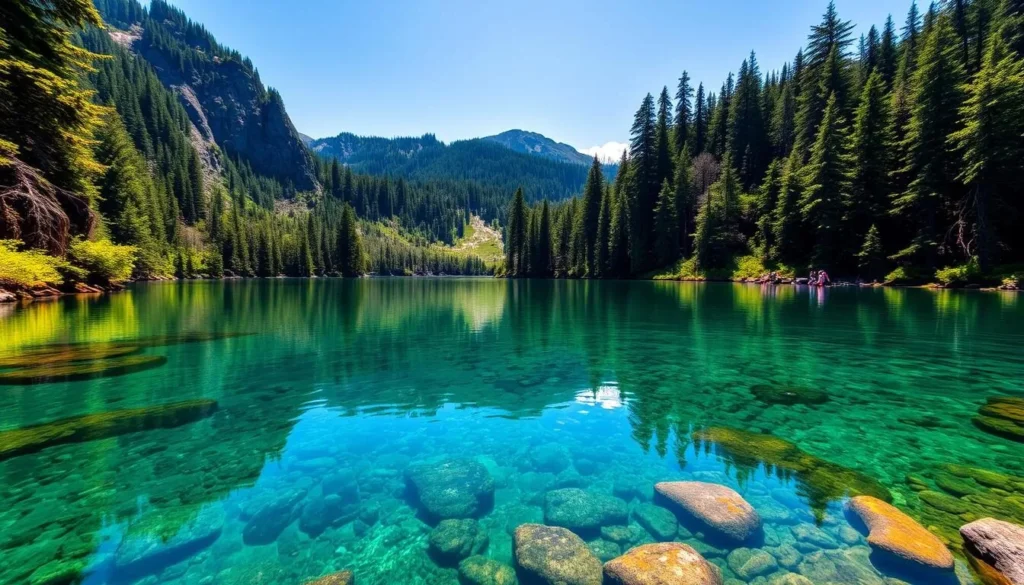 Crystal clear waters of Lake Crescent in Olympic National Park