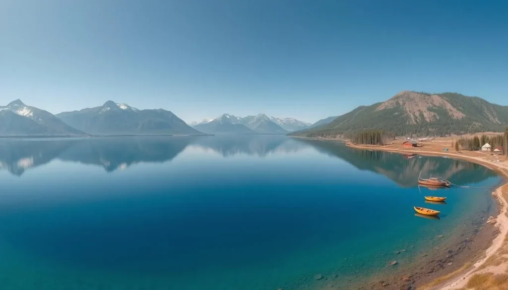 Crystal clear waters of Lake Khövsgöl surrounded by mountains, popular Mongolia Best Things to Do
